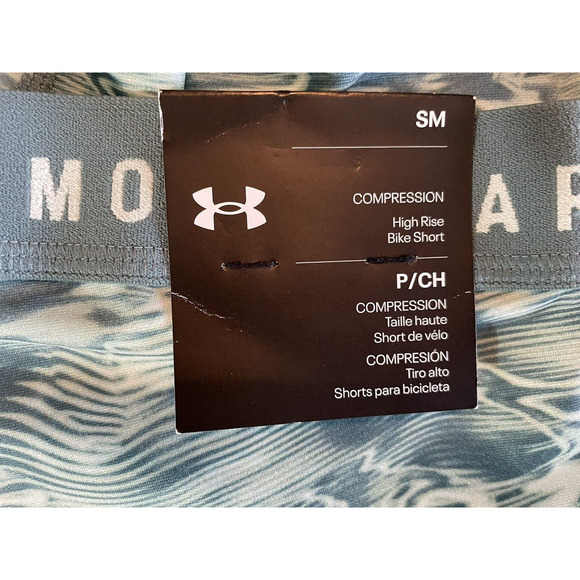 Under Armour HeatGear High Rise Blue Compression Bike Shorts - Picture 5 of 9